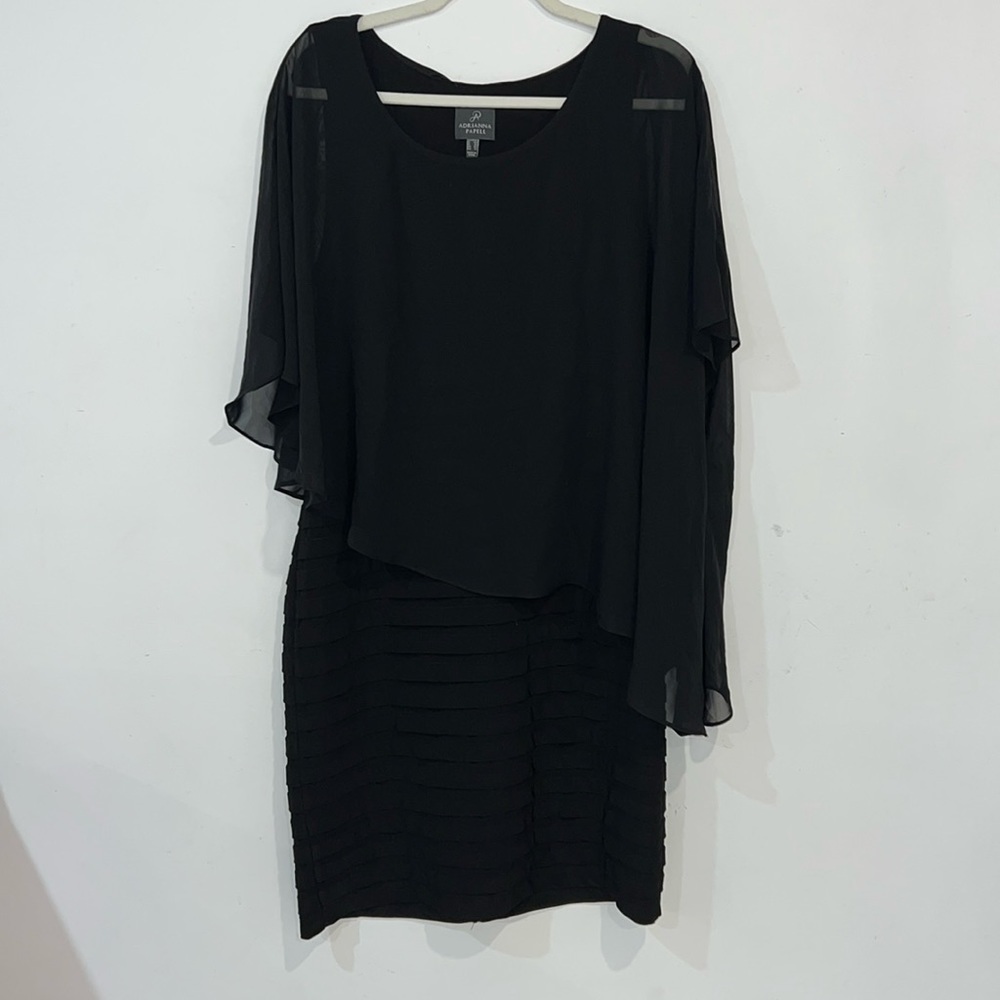 Adrianna Papell Black Tiered Bolero Dress Size 12 - Picture 2 of 11